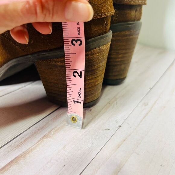 Taos Brown Suede Leather Ankle Heeled Boots Lace Up Sz 41 - Picture 5 of 10